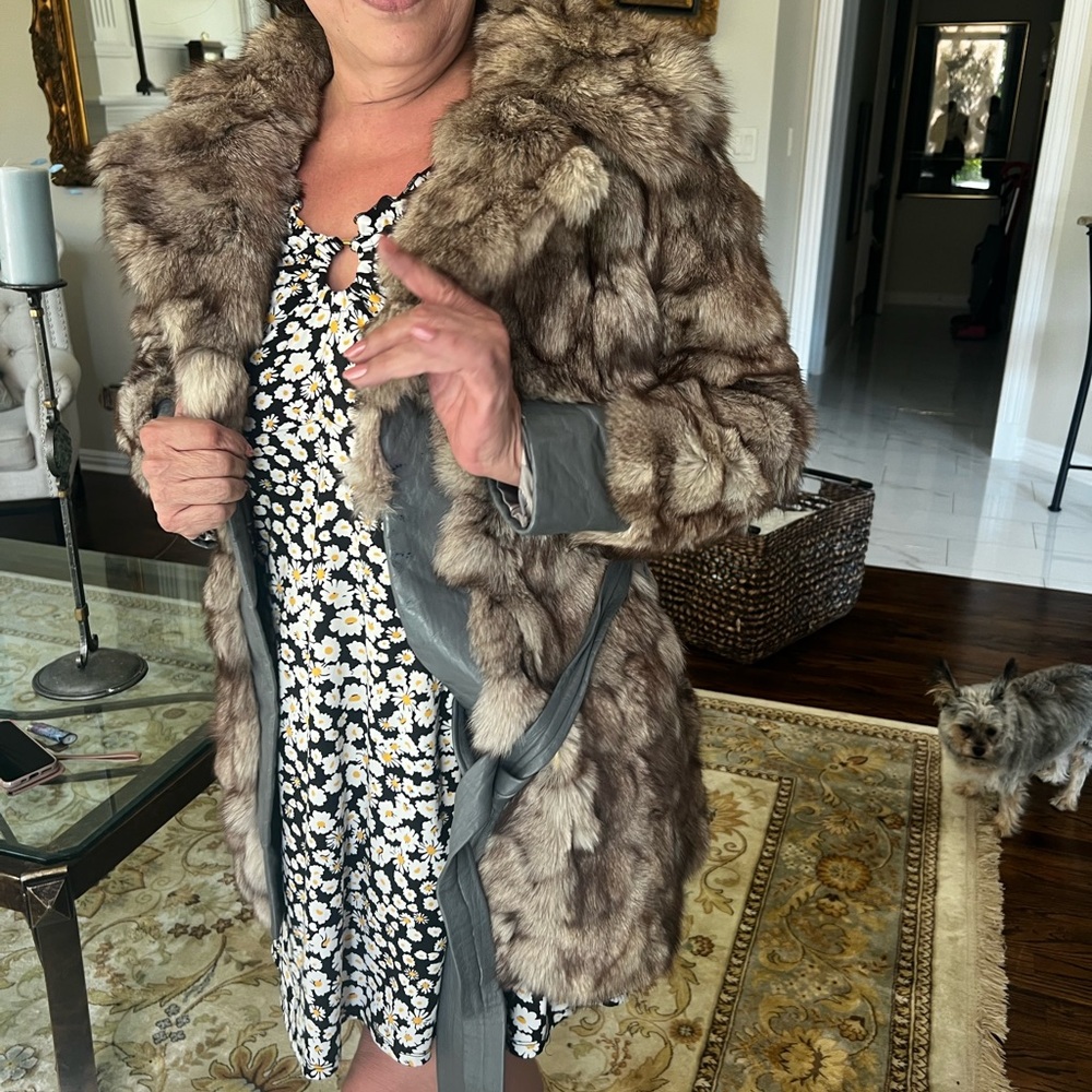 Faux Mink Grey Leather Jacket
